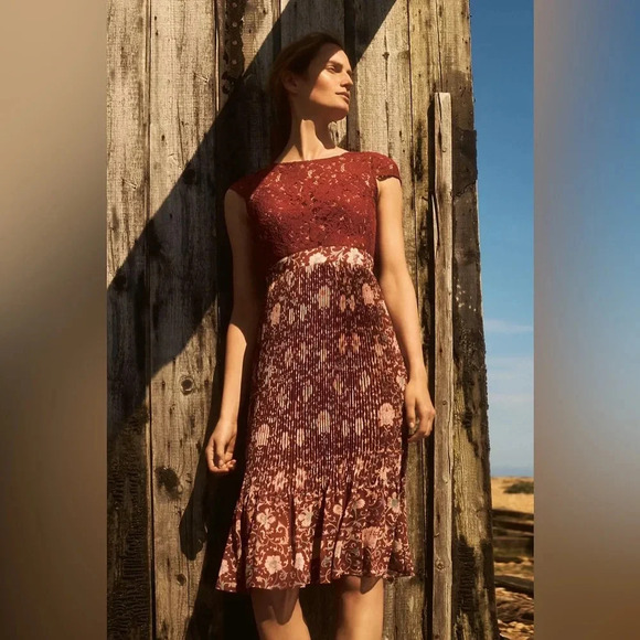 Anthropologie Plenty by Tracy Reese Red Lace Arcadia Midi Dress Size 6 - Picture 5 of 11